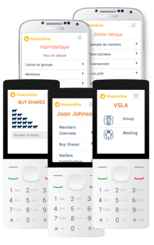phones displaying hiveonline products